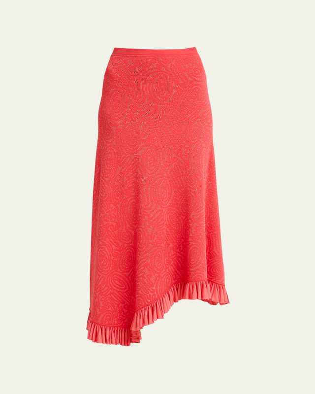 Josephine Asymmetric Ruffle-Hem Midi Skirt